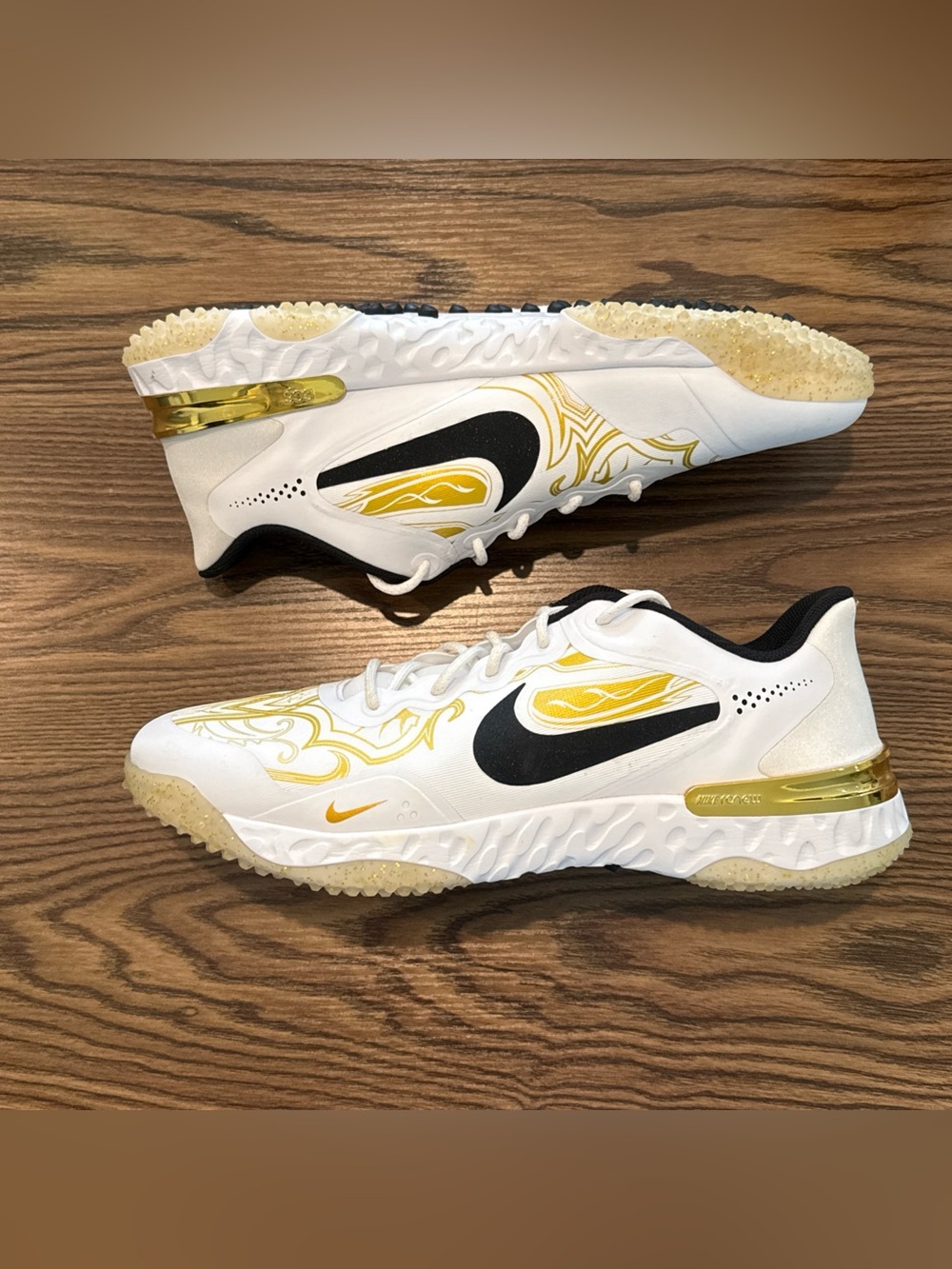 Size 14 Nike Alpha Huarache Elite 3 Turf Premium White Metallic Vivid Gold
